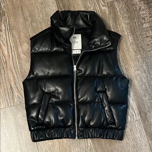 Abercrombie & Fitch Black Vegan Leather Vest Size Small